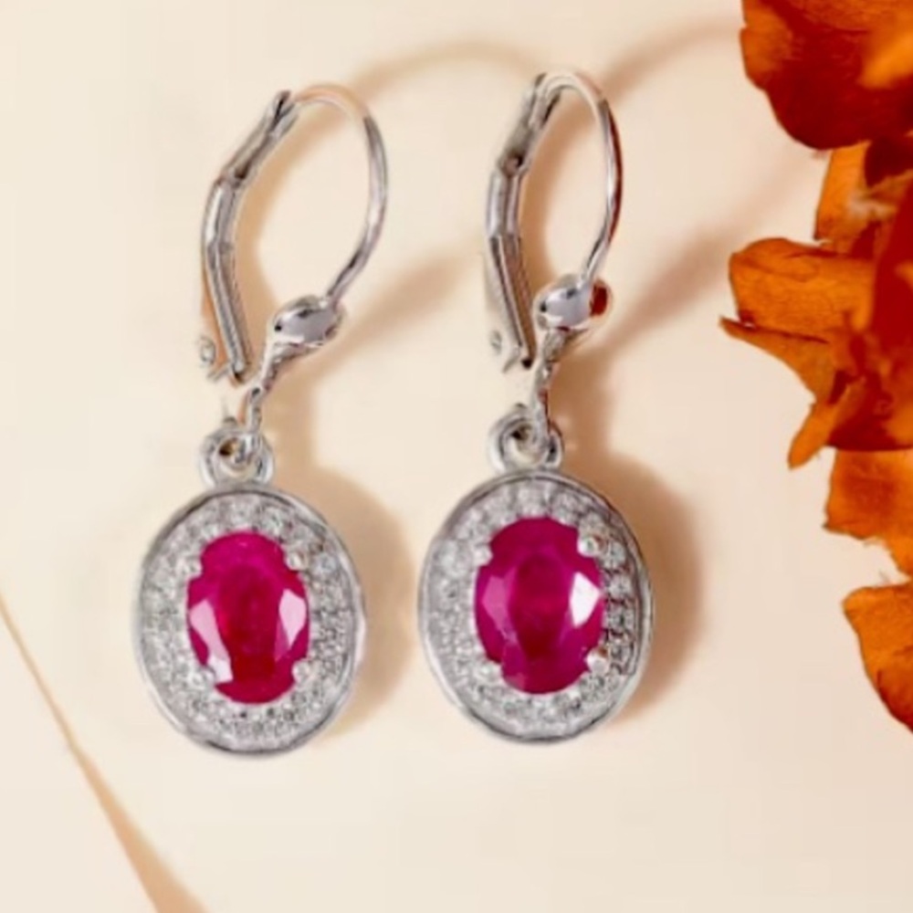 🌹Genuine Niassa Ruby Sunburst Earrings🌹